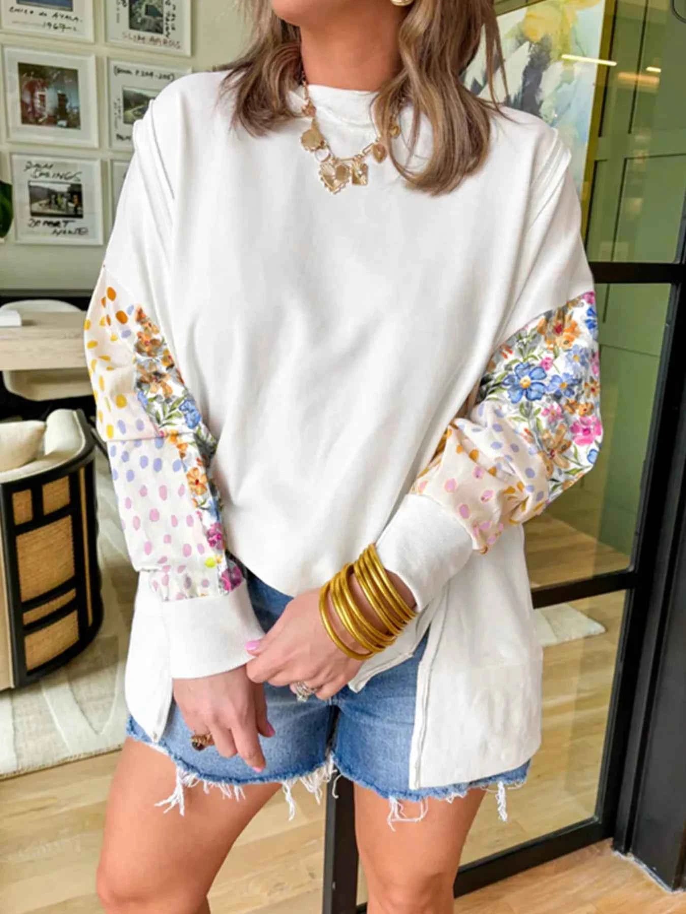 Floral Print Long Sleeve Sweatshirt 6678ed5e54e24324b5fe35cfc810ac40-Max-Origin