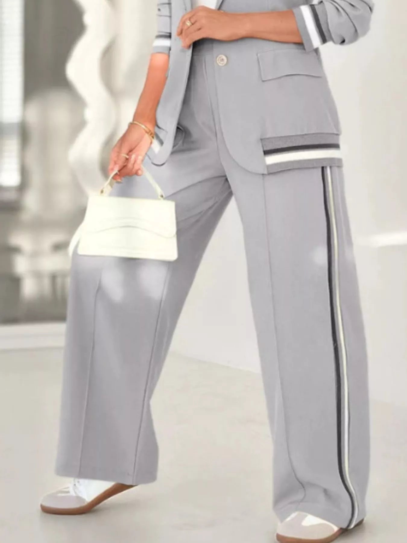 Full Size Striped Trim Button Down Jacket and Pants Set Plus Size 667e67d5-949a-4c60-81ce-c3f9701074df-Max-Origin