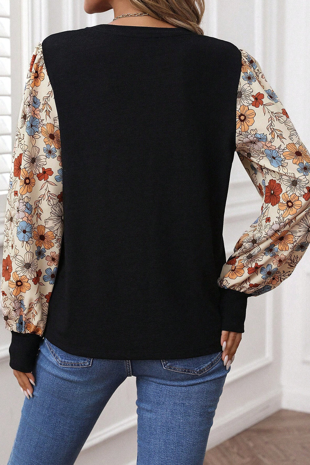 Khaki Leopard Puff Sleeve Patchwork Top 669ac22dd96e24f8