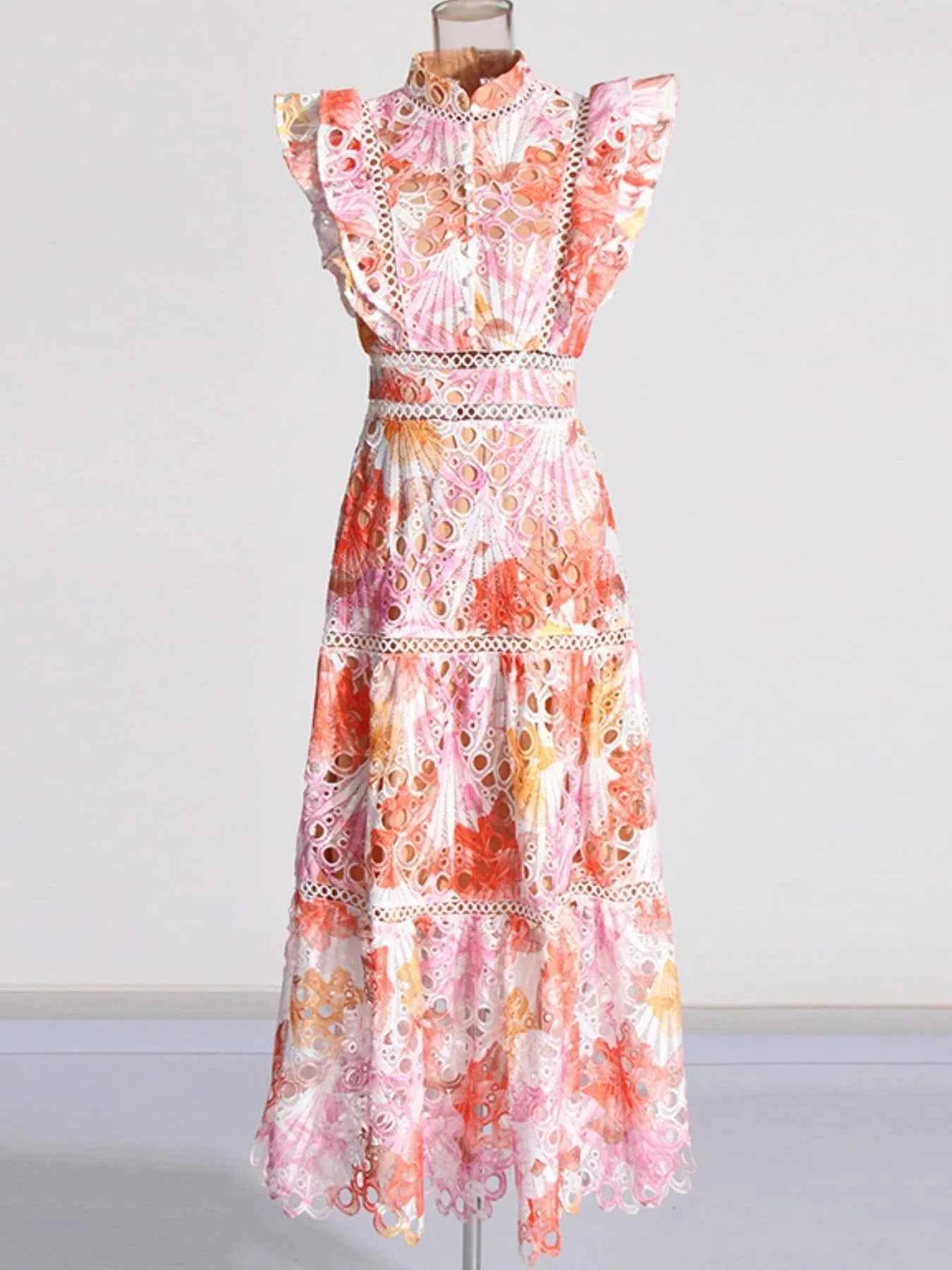 Ruffled Hollow Out Tiered Midi Dress Printing 66a15bb6-43c6-4fdc-8cea-eadf1a4a4b2d-Max-Origin