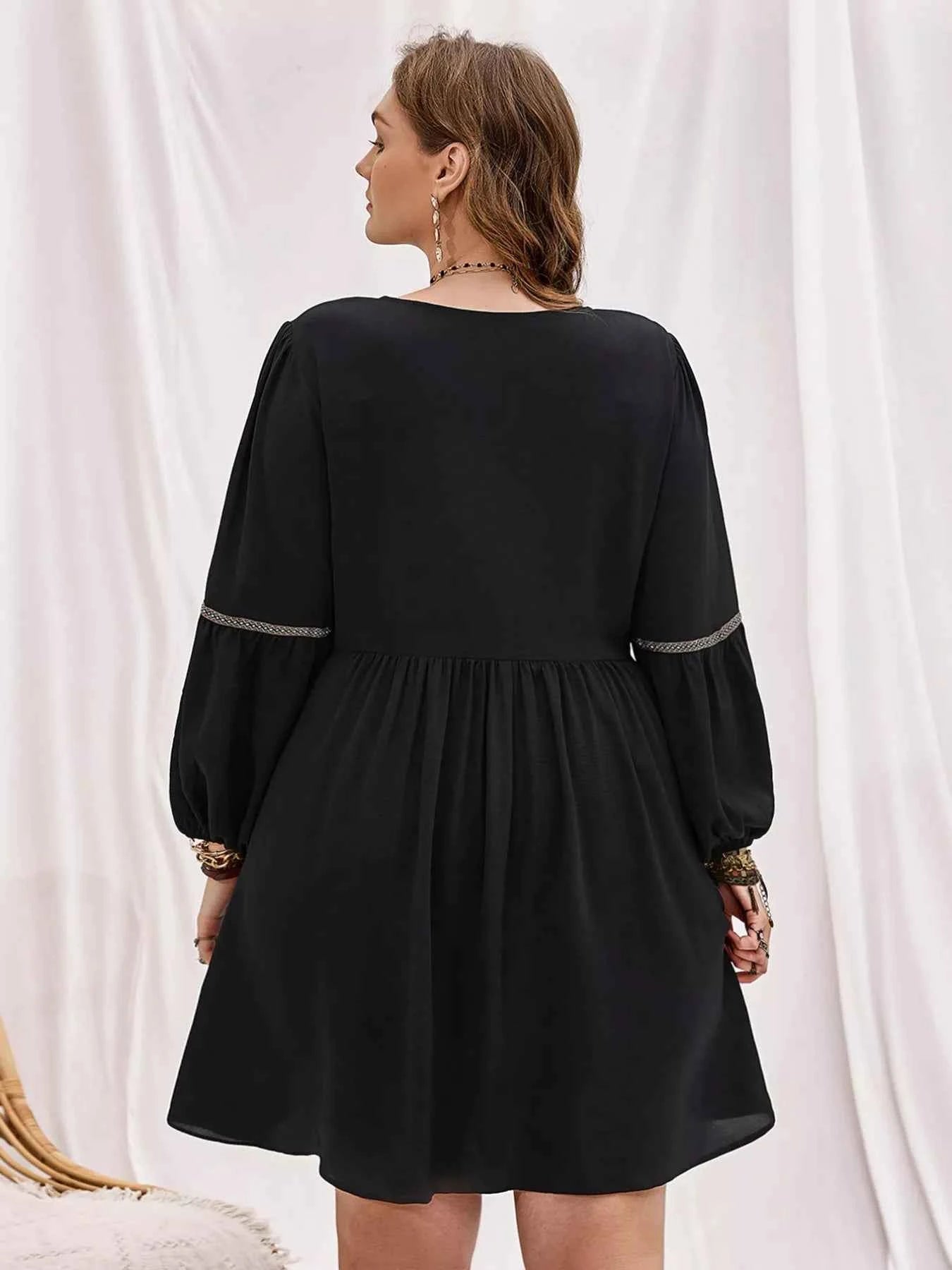 Plus Size Notched Balloon Sleeve Mini Dress 66bcd84a-dcad-4153-a811-16836d01abfa-Max-Origin