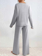 Ribbed Knit V-Neck Top and Pants Set 66bf89eb-3e8e-4ded-869f-20b97d25de21-Max-Origin