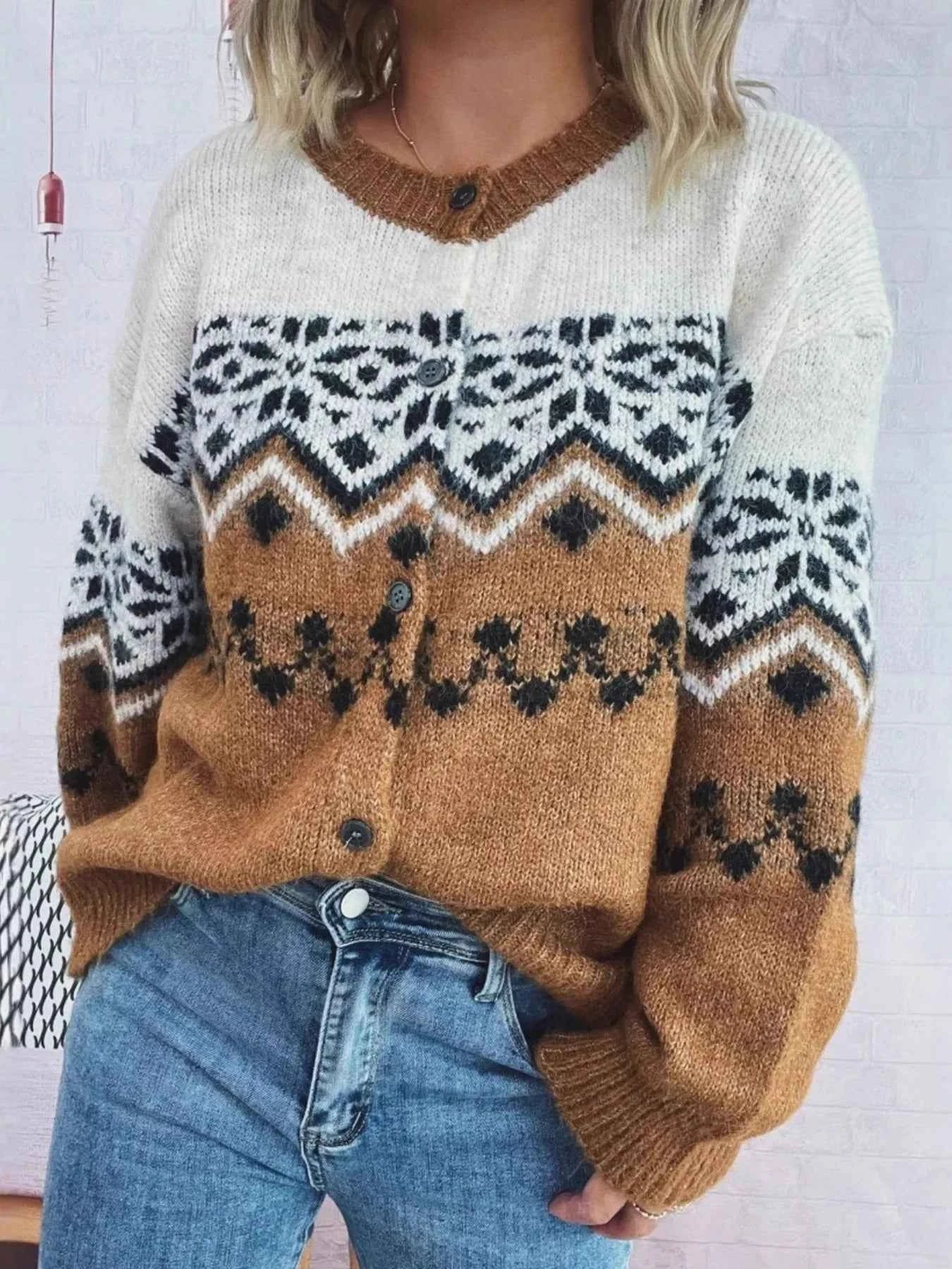 Christmas Button Up Drop Shoulder Cardigan 66d189d31b8c4599b63ac0a5eedc4e2e-Max-Origin