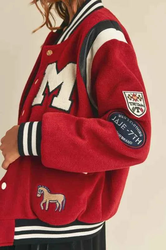 MABLE M Bomber Varsity Jacket with Patch Detail 66d1dba018694e35b9b24d79844d427d-Max-Origin