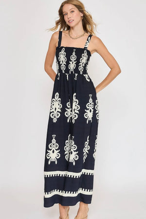 Full Size Smocked Printed Wide Leg Jumpsuit Plus Size Dark Navy 66d7ddf1-f61c-4a13-a93a-b10c07cb5b11-Max-Origin