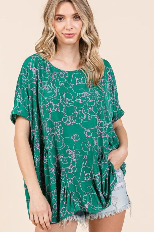 Abstract Print Round Neck Short Sleeve Top 66d98315-a18e-40ba-b3f4-bc3c4367d4f1-Max