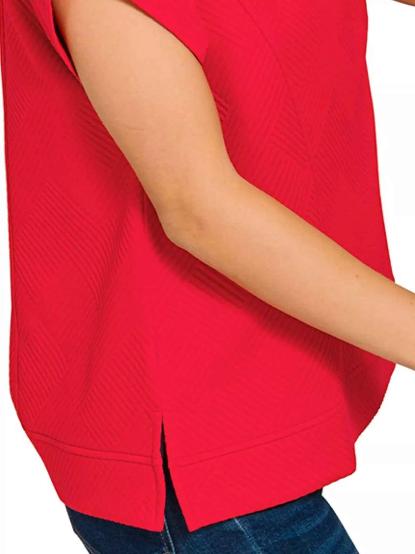Zenana Textured Knit Jacquard Short Sleeve Top 66e4e93a-8948-49ee-96f4-70bf63a3053e-Max-Origin