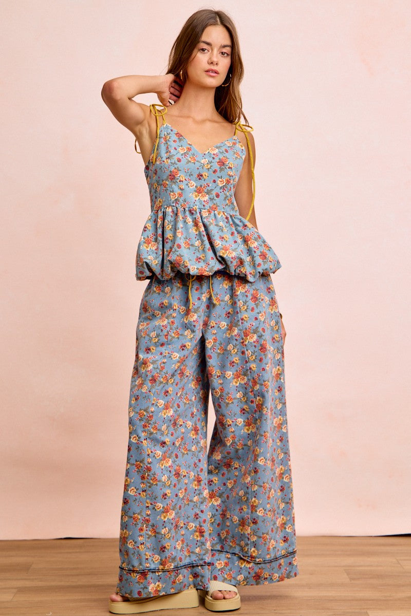BiBi Floral Printed Drawstring Wide Pants 66ecfb17a547431da68589c7a9448134-Max