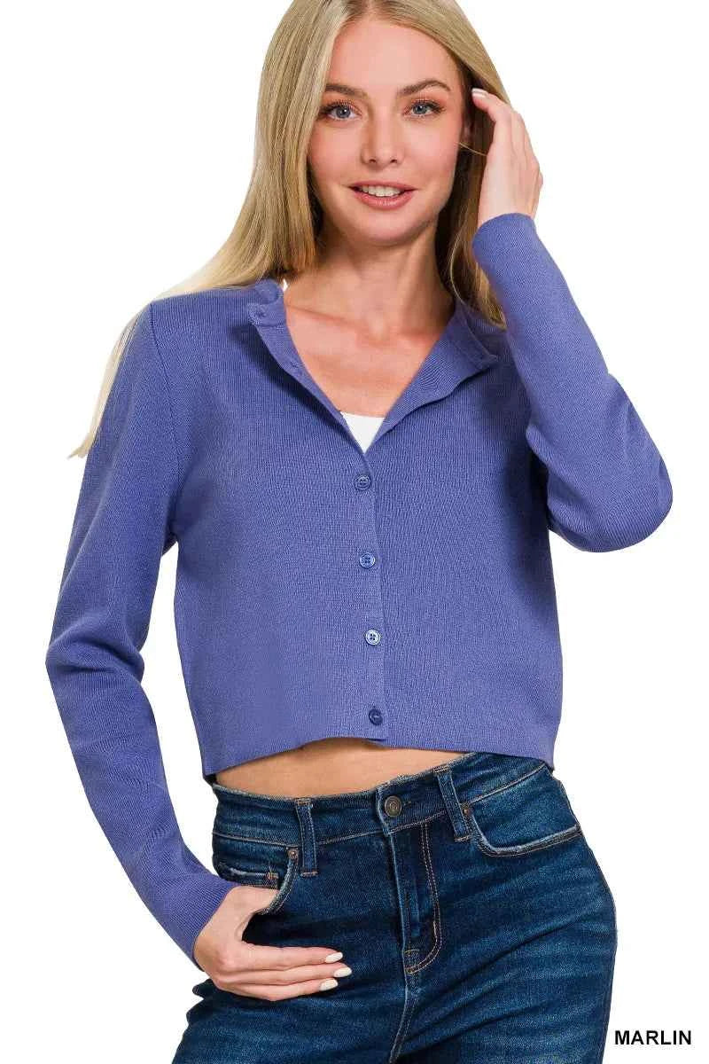 Zenana Button-Front Crewneck Long Sleeve Cropped Cardigan MARLIN 66ecfc92-5b41-4a49-a568-82fbf08ea318-Max-Origin