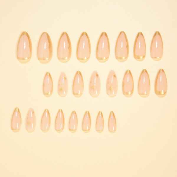 Press on Nails Almond - Gold Line Design 24 Pcs 66f52219-cfee-49b8-a820-fb842e5e7981