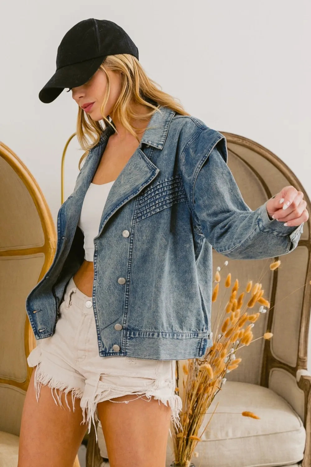 BiBi Button Up Long Sleeve Denim Jacket 671e746a-2073-40d7-9b2d-627330ae1490-Max