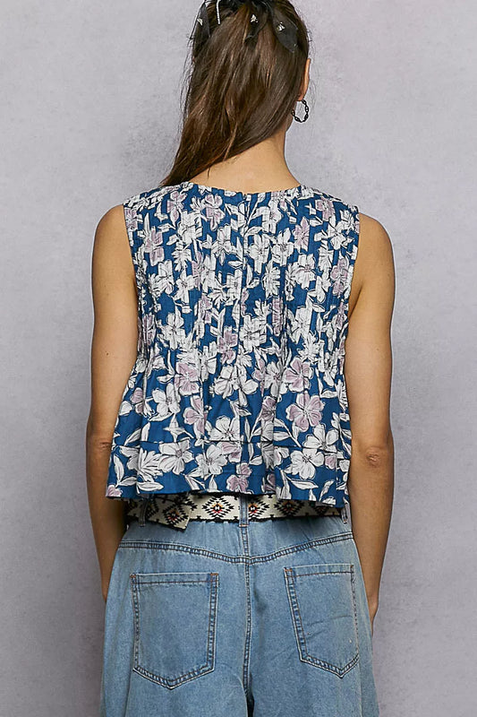 Floral Round Neck Cropped Pintuck Tank 671ea77f-4a14-42d3-85b0-d9ccadbb1bdc-Max-Origin