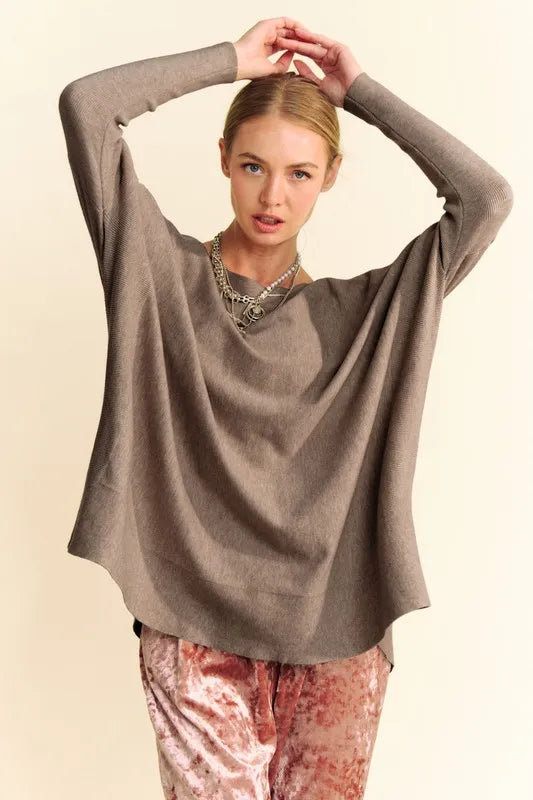 Round Neck Dropped Shoulder Long Sleeve Knit Top 671f79ef-8af1-4460-989f-805c1e0dd184-Max