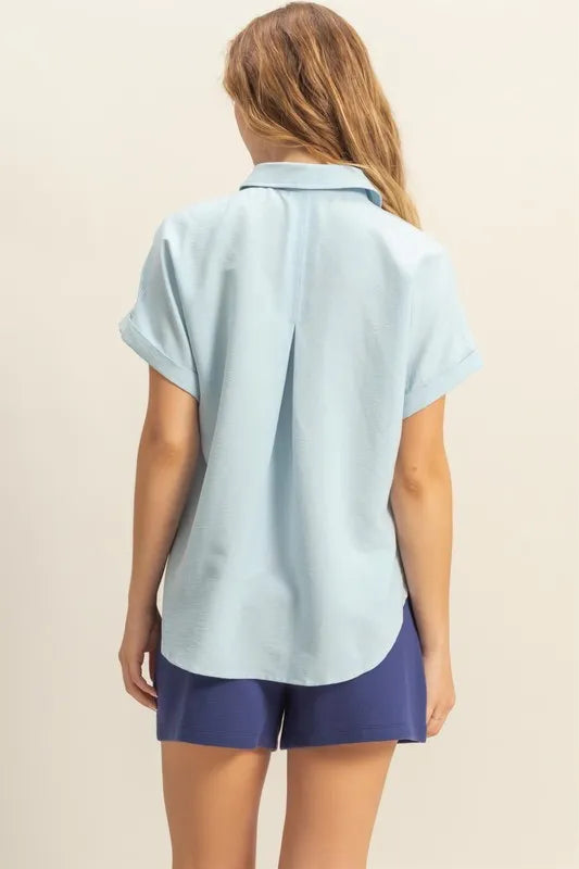 Button Down Collared Neck Short Sleeve Shirt 672eaaef6ca64d82a6211b3335861207-Max-Origin