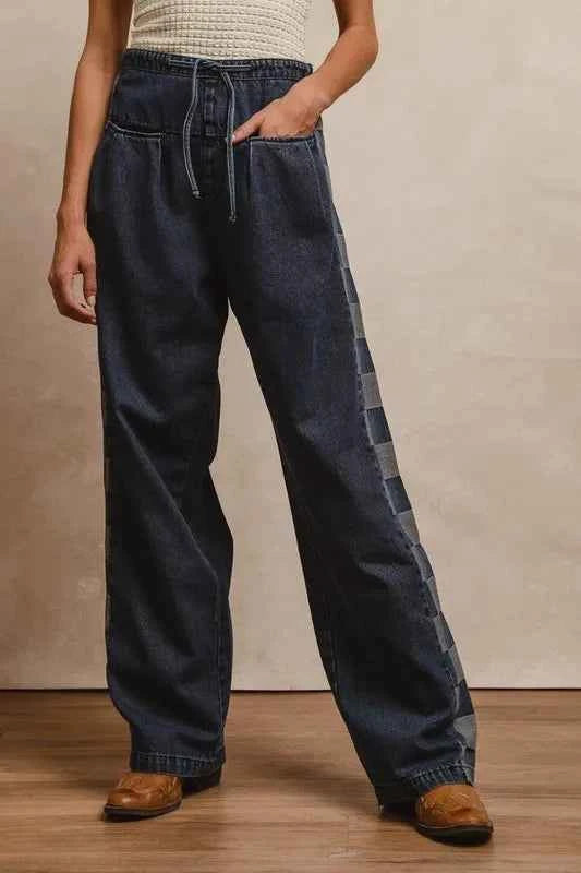 BiBi Washed Denim Mix And Match Long Pants DENIM 67321e620bff4514ade4bad5c765d6a6-Max-Origin