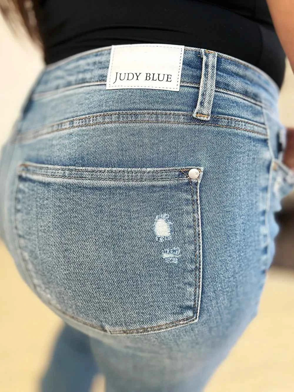 Judy Blue Full Size Mid Rise Destroyed Hem Distressed Jeans 6736742e-6c99-4778-b2d8-50ff480160f4-Max