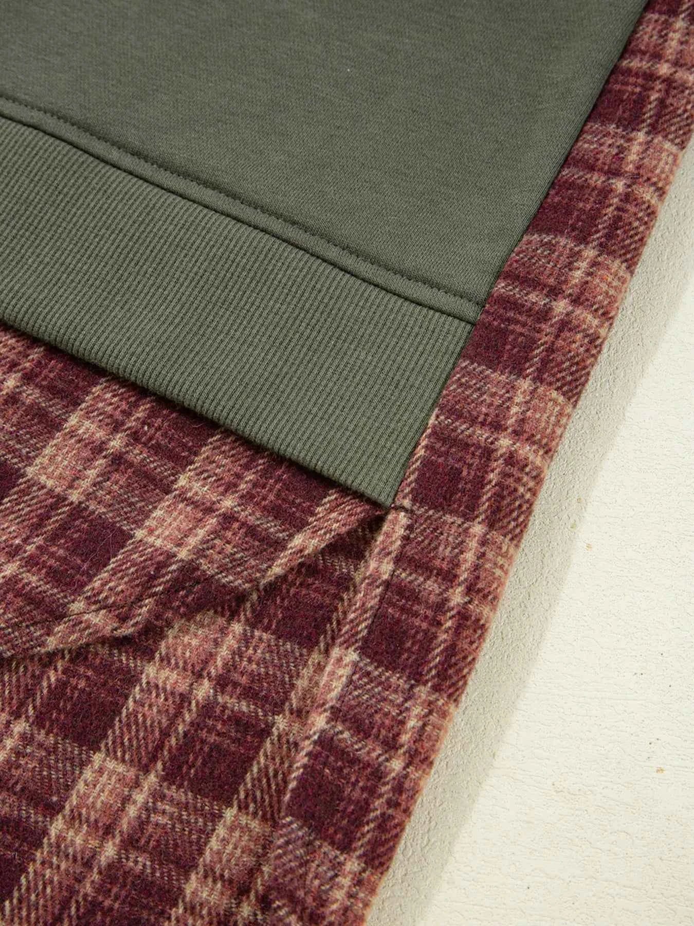 Plaid Patchwork Drop Shoulder Sweatshirt 6747eb1f7199480fa8b9053aa0a052d3-Max-Origin