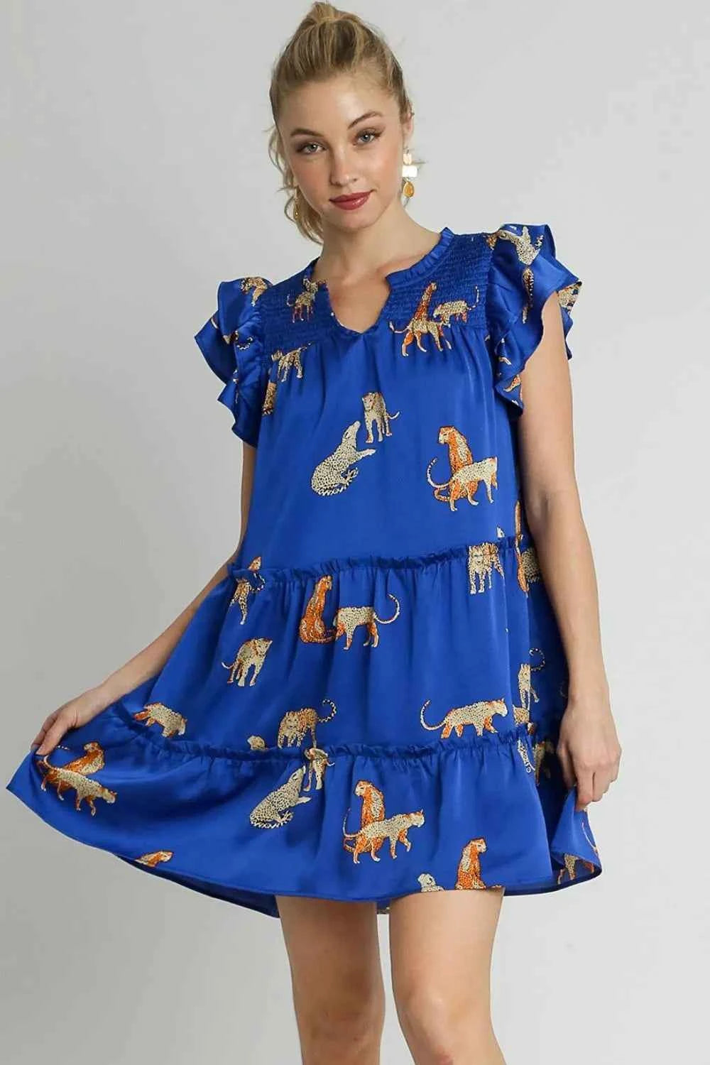 Umgee Full Size Cheetah Print Notched Ruffle Layered Cap Sleeve Mini Dress Plus Size 6748b818-0cef-4a9a-ac74-c68584324494-Max