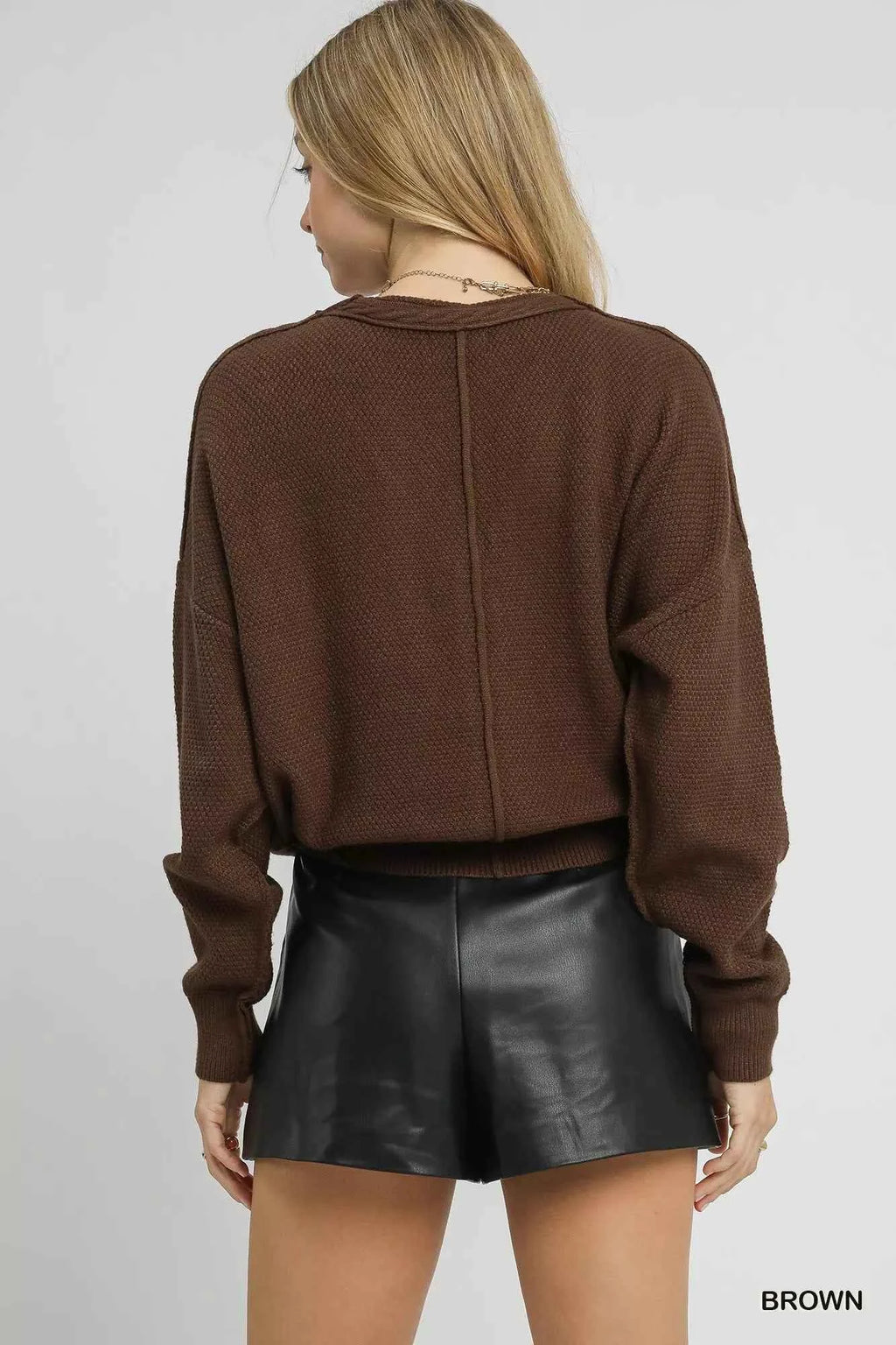 Umgee Chunky Cable Knit V-Neck Button-Up Cardigan 67679e8f-f42a-4b85-aea3-e4d9f935d38e-Max-Origin