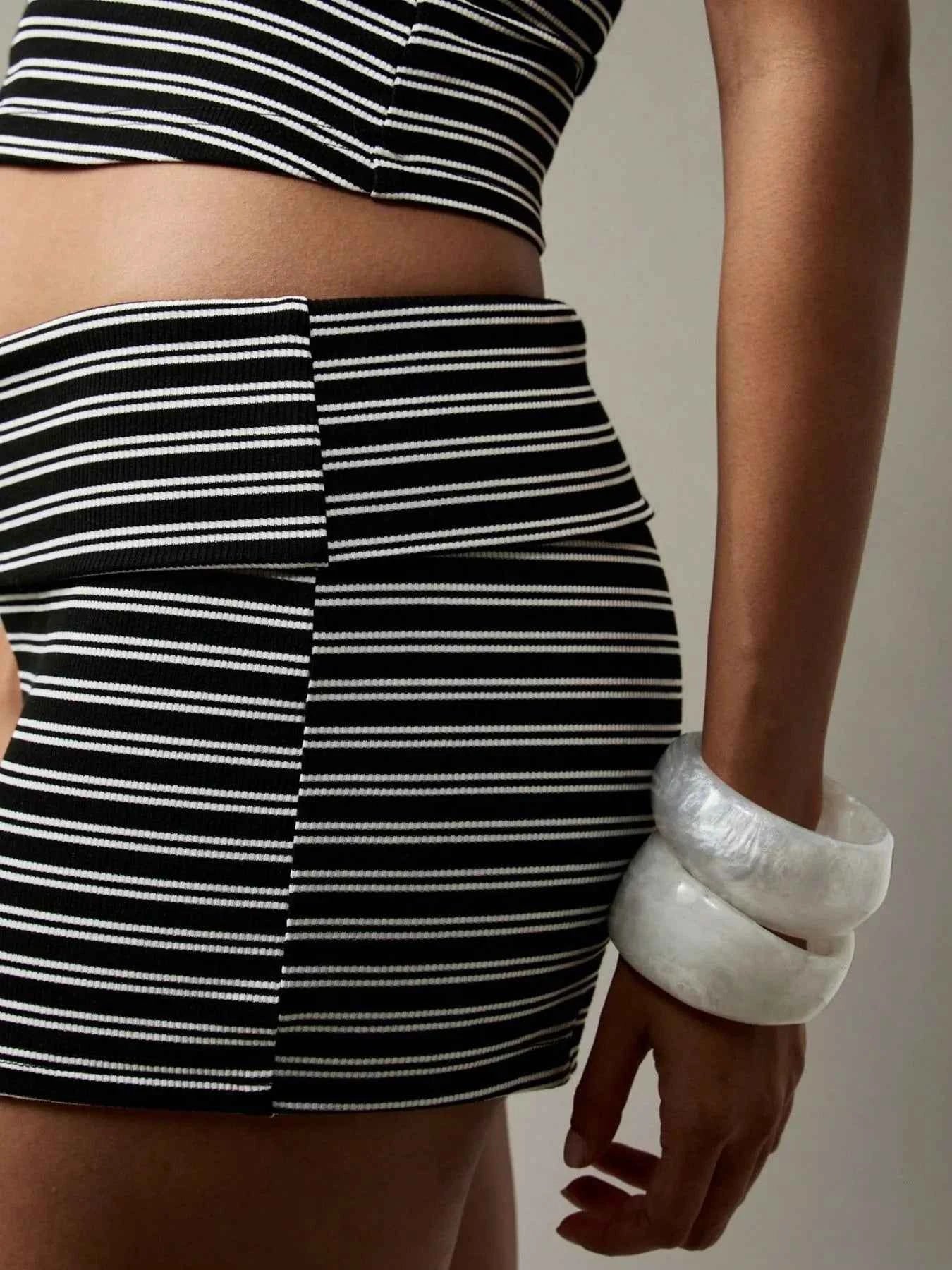 Striped Cropped Cami and Shorts Set