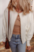 White Pearl Embellished Open Front Elegant Cardigan White 52%Viscose+26%Polyester+22%Polyamide 6772608d379f33e8