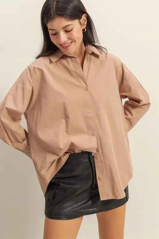 HYFVE Button Down Long Sleeve Shirt Tan 67741600-b622-42a8-91f9-2b33711cf465-Max-Origin