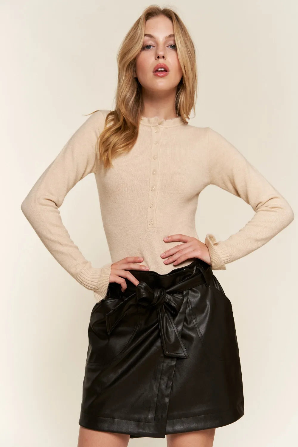 Half Button Round Neck Long Sleeve Ruffled Bodysuit 6776e8ea-f5ba-4798-bd61-6c934bd35072-Max