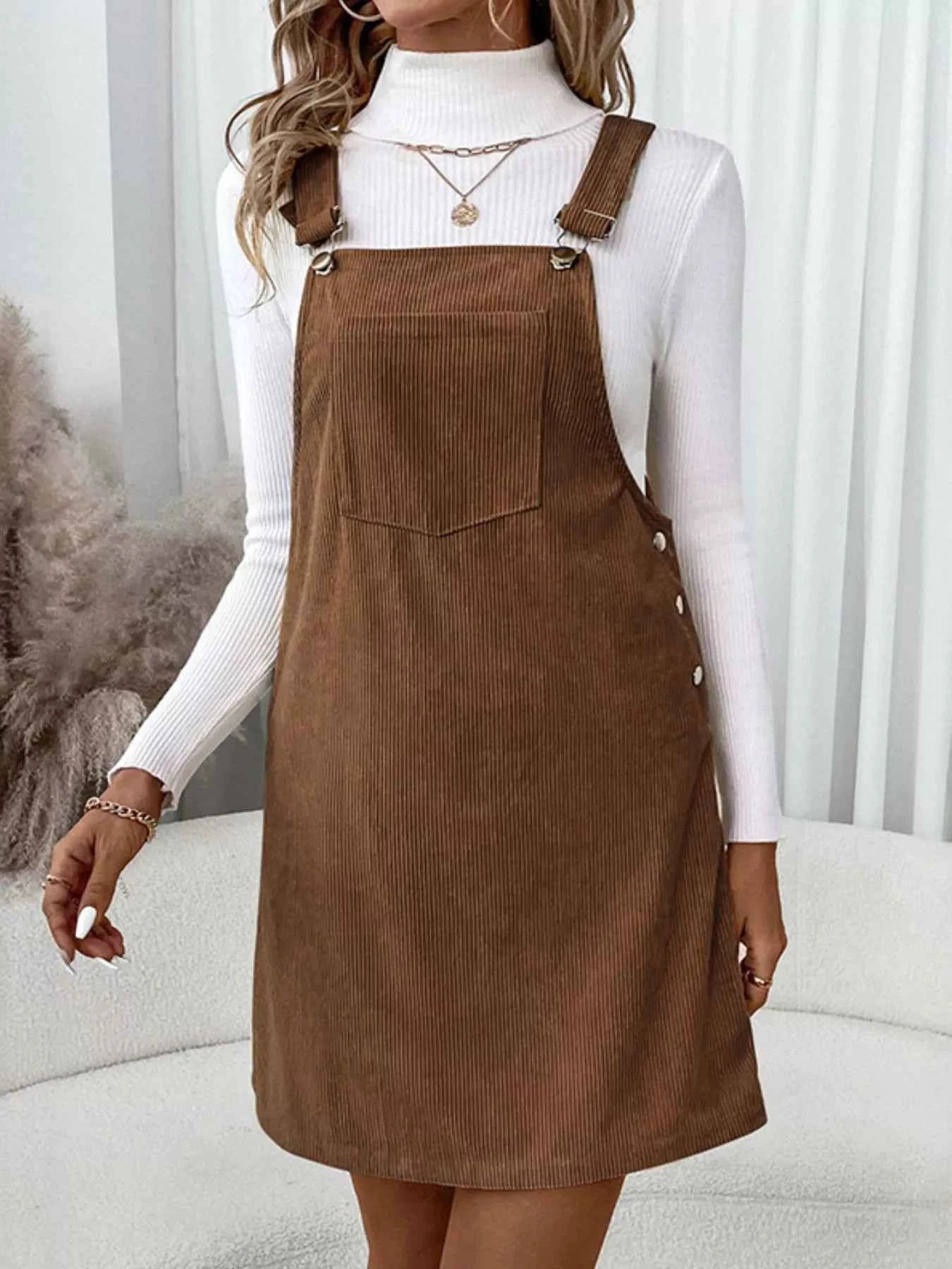 Corduroy Overall Mini Dress with Adjustable Straps 6780100d-8217-4e0a-ba90-b95f960fcc6e-Max-Origin