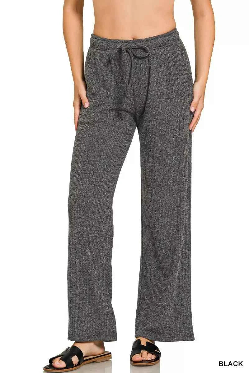 Zenana Ribbed Drawstring Lounge Pants BLACK 678084d5bb6f45beaafe2753df1e5535-Max-Origin
