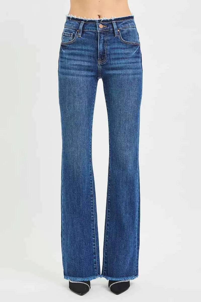 RISEN Full Size Mid Rise Bootcut Frayed Waistband Hem Detail Jeans Plus Size 67822a40a8e04763919e50b73f8fb3c3-Max-Origin