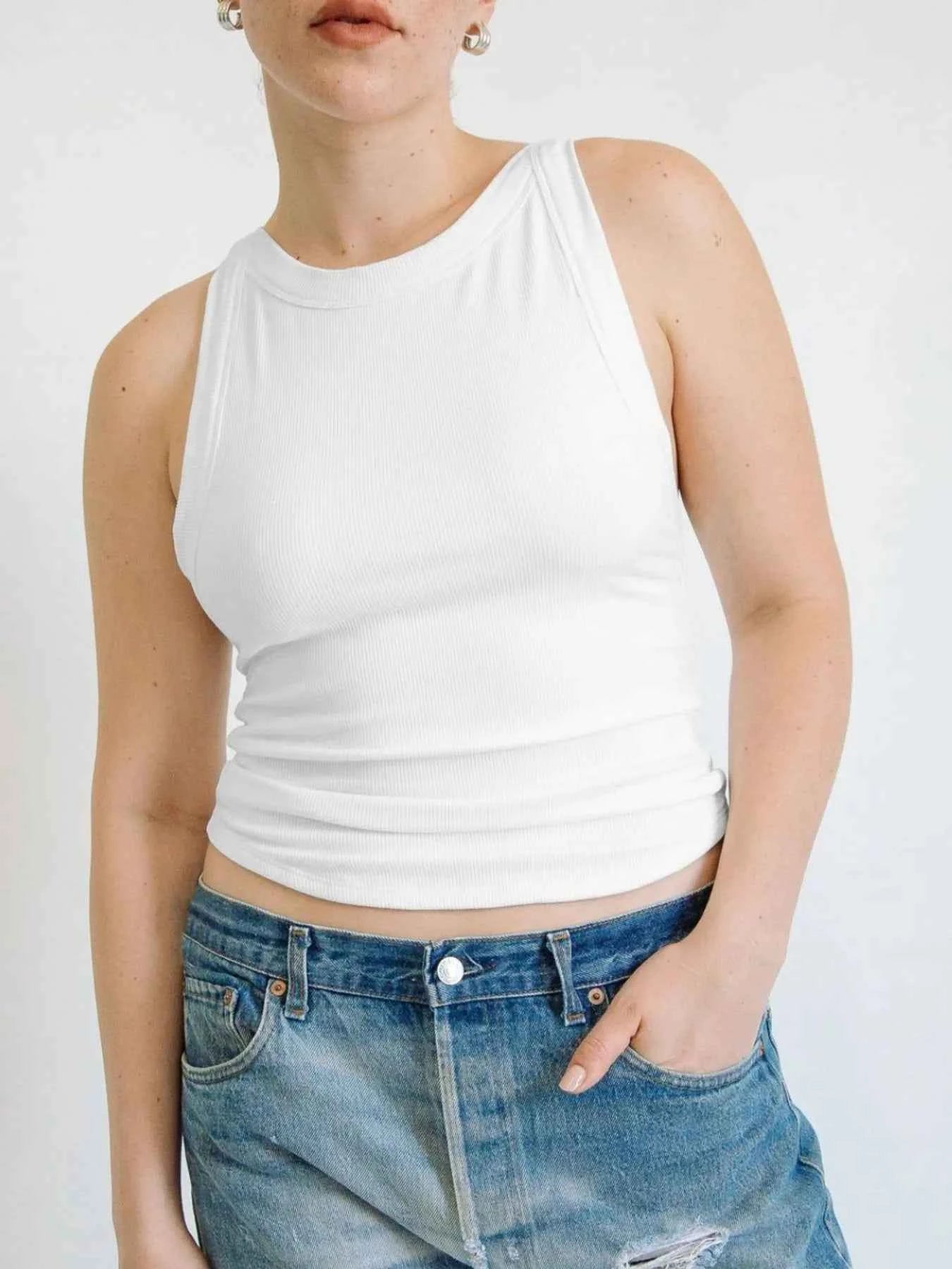Asymmetrical Back Ribbed Crop Tank Top 67895fcd-32bd-47e3-b3db-eb81e2a92dcf-Max-Origin
