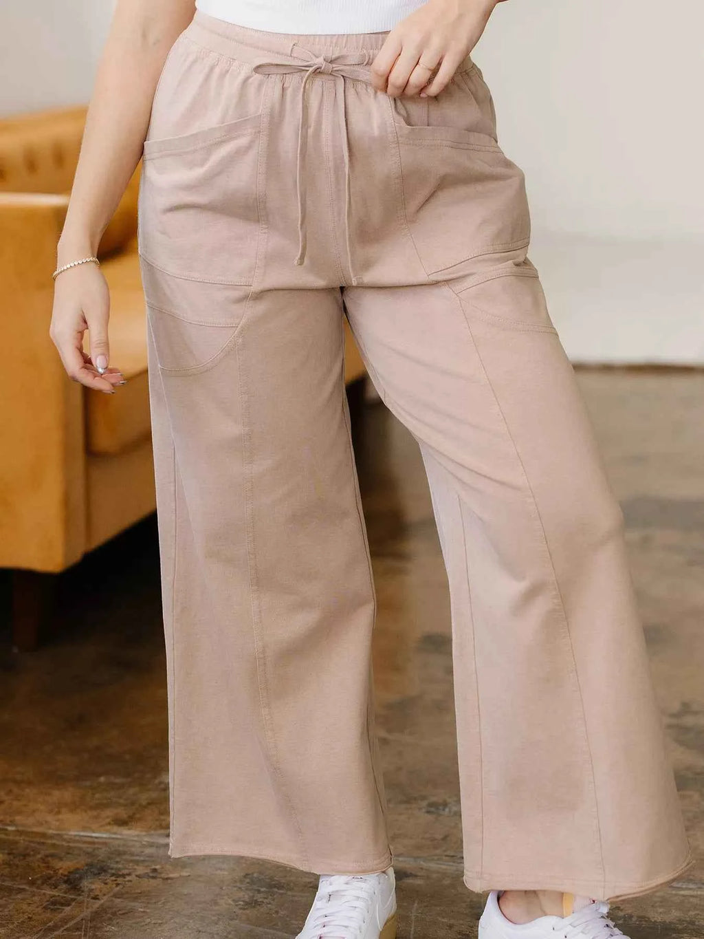 Solid Color Mineral Wash Piping Trim Pocketed Wide Leg Pants 678d605ca6124da7b4bbf5cc2e38974a-Max-Origin