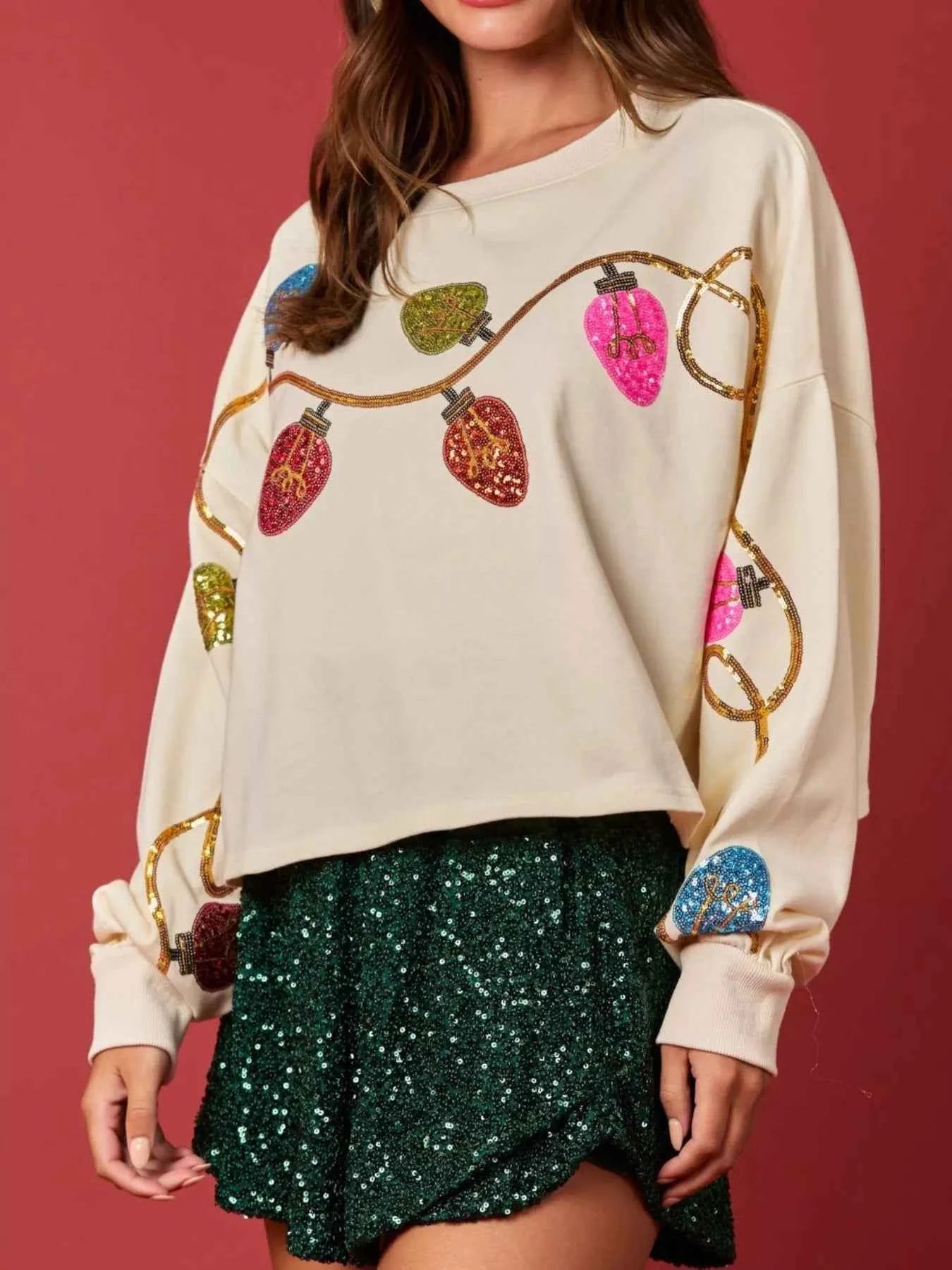 Christmas Holiday Lights Sequin Embellished Sweatshirt 678e82f4-97cf-43e6-9e39-00d1cb0f546b-Max-Origin