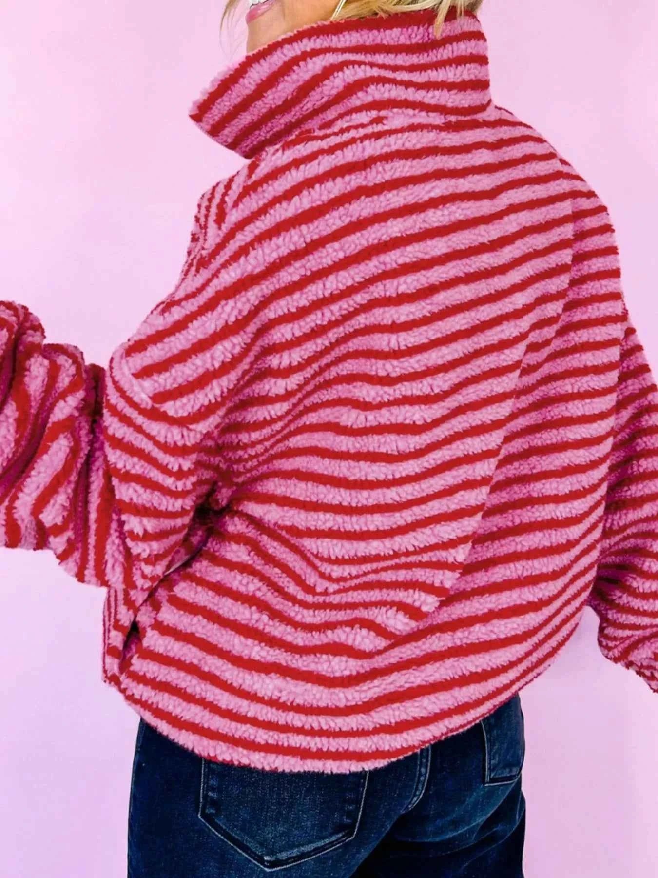 Striped Quarter-Zip Fleece Sweatshirt 67927f8b-cb2e-4bbf-b935-931bf4f13ee1-Max-Origin