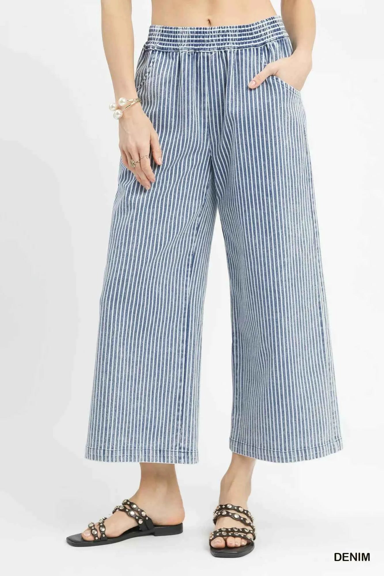 Umgee Stone Wash Stripe Wide-Leg Pants DENIM 67962d7a-6ad4-4c01-9dbc-44a25d815adf-Max-Origin