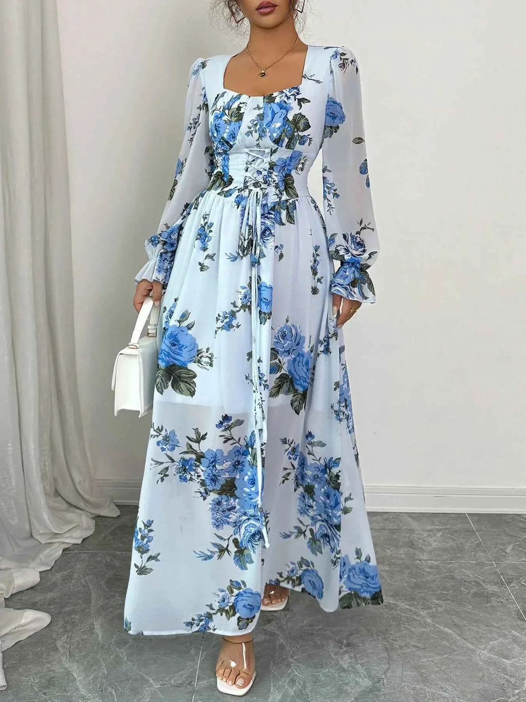 Floral Flounce Sleeve Maxi Dress 679a9243-6f42-4f68-a55c-704f25baa2c8-Max-Origin