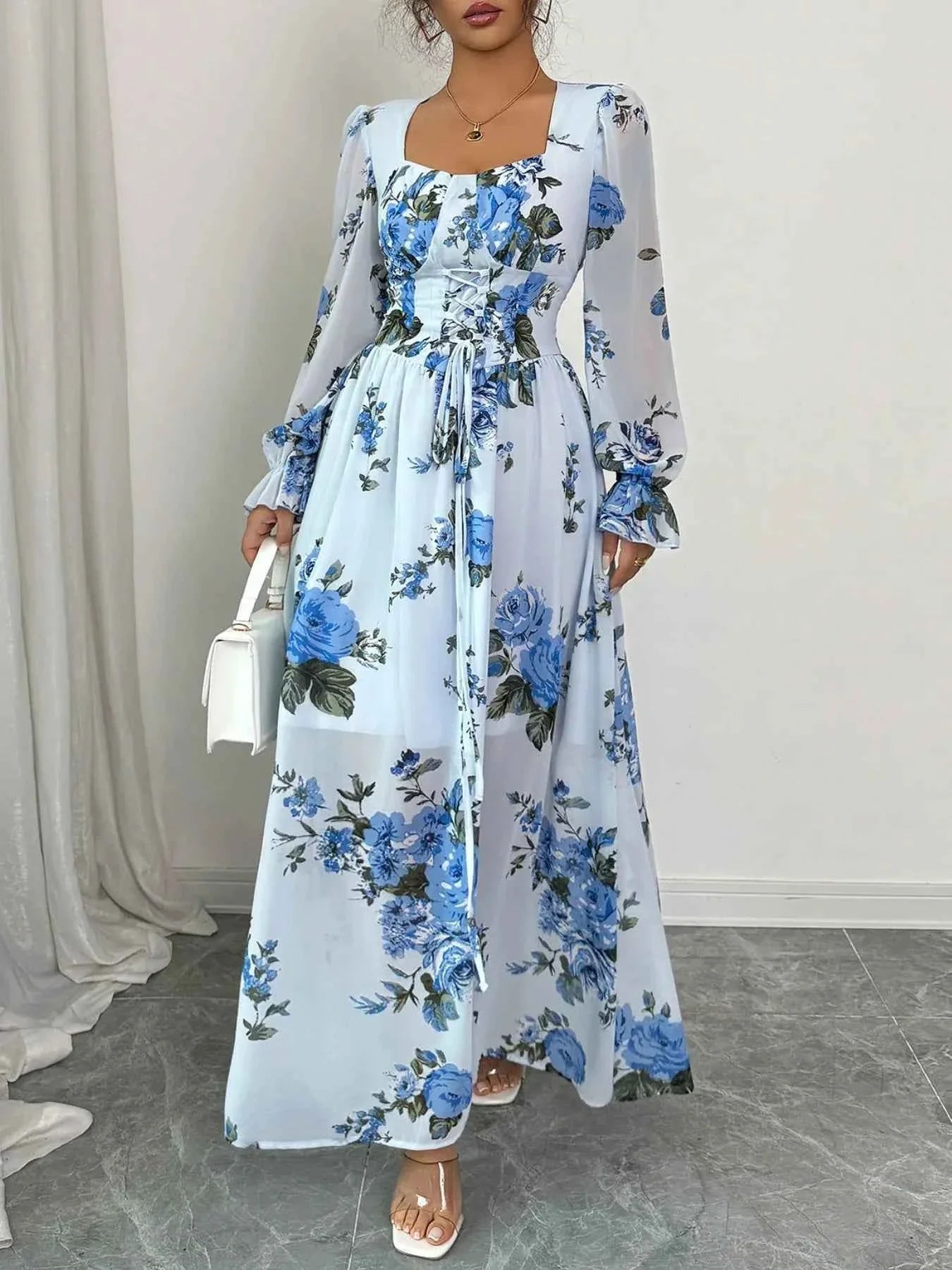 Floral Flounce Sleeve Maxi Dress 679a9243-6f42-4f68-a55c-704f25baa2c8-Max-Origin