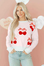 Nevaeh Pattern Drop Shoulder Sweater White 67ac122e-ded3-4aad-b941-62a3c5ba61c0