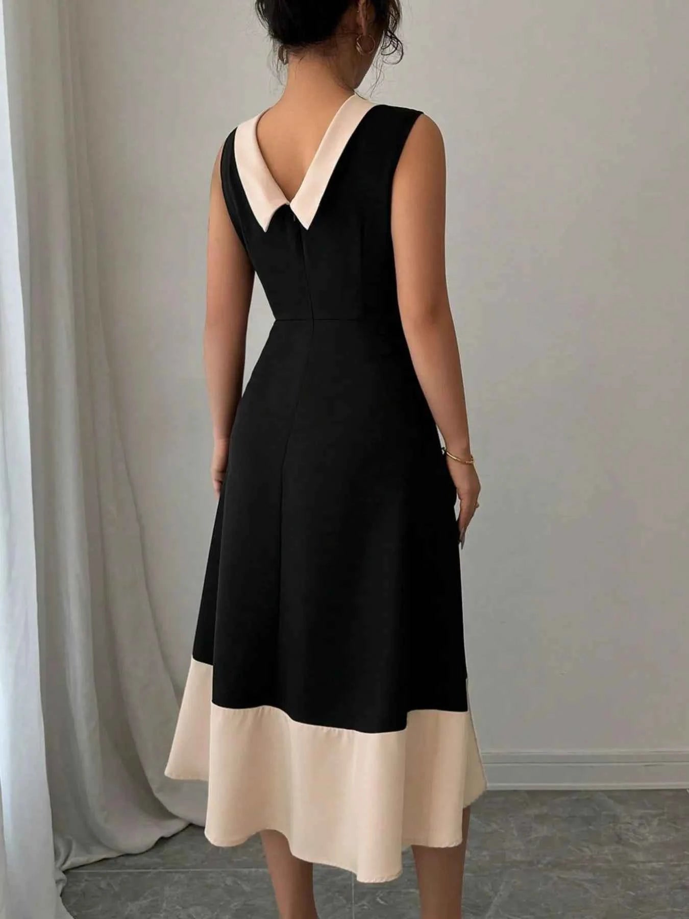 Contrast Trim Sleeveless Midi Dress 67b09ebb-e4cf-440b-a7fa-fbc401c6e757-Max-Origin