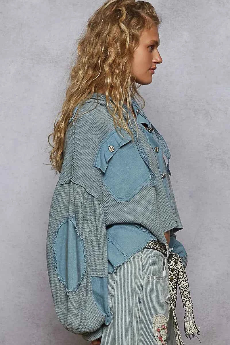 POL Contrast Cropped Jacket with Raw Edge Detail 67b0dacd-2d8a-4c7d-bbf2-69c04f090dac-Max-Origin