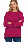 Zenana Fleece Hi-low Boyfriend Sweatshirts with Pockets CABERNET 67b16af7-7cf0-45da-8814-027fdd20163c-Max-Origin