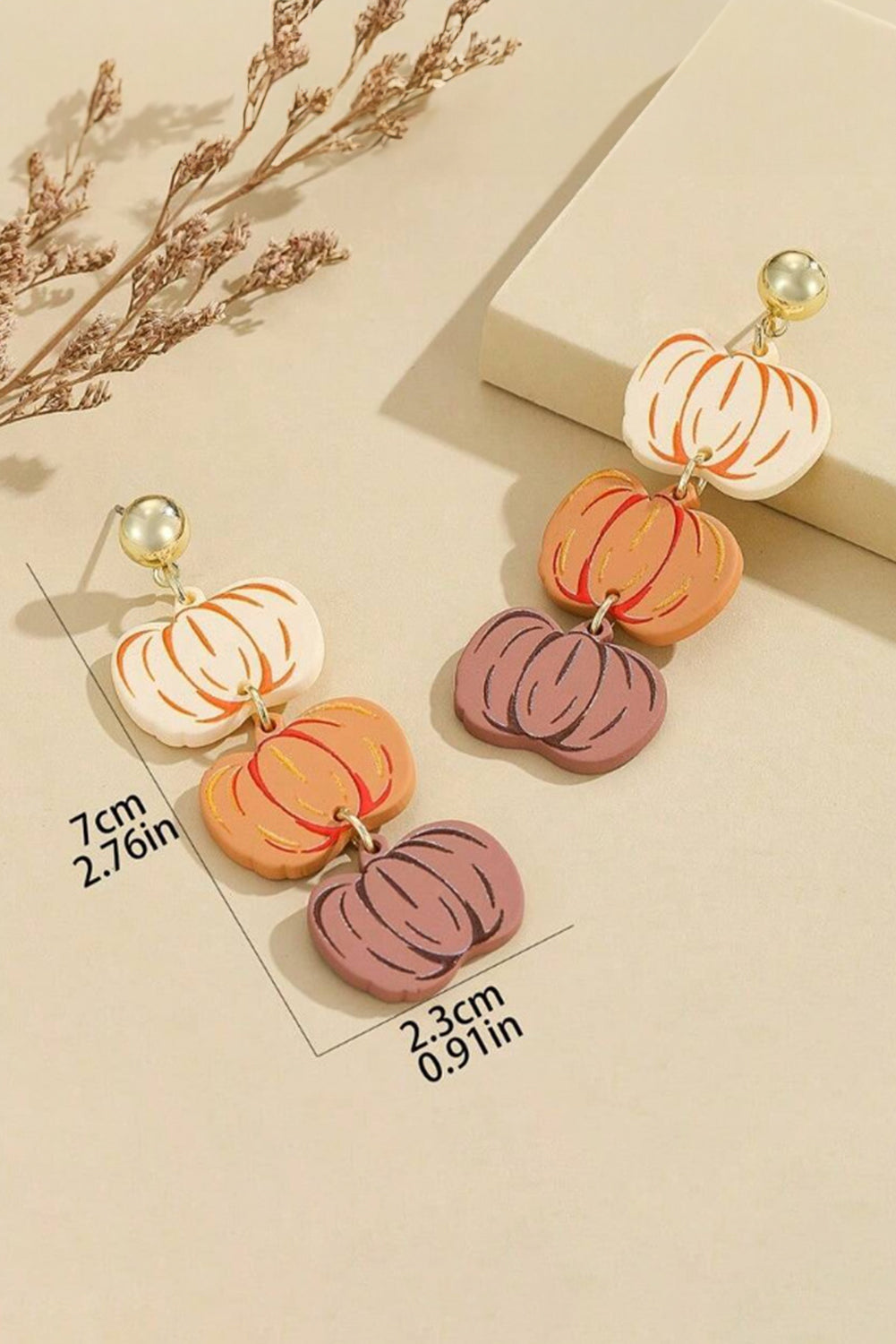 Russet Orange Halloween Retro Pumpkin Dangle Earrings Russet Orange ONE SIZE acrylic 67b8fbc359bfe973
