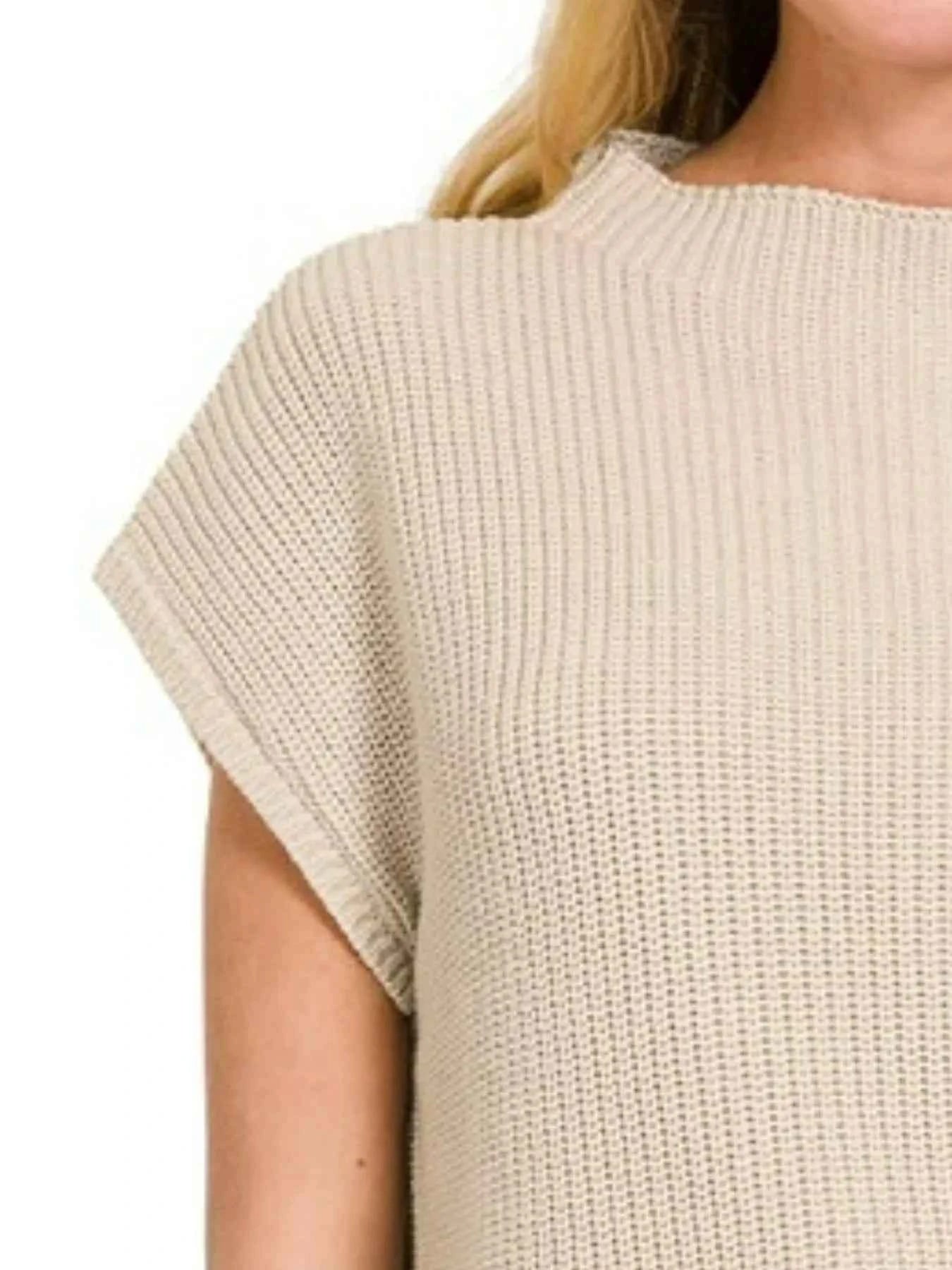 Zenana Mock Neck Short Sleeve Sweater 67bde202-86e2-45ce-8eef-aba91d81aac8-Max-Origin