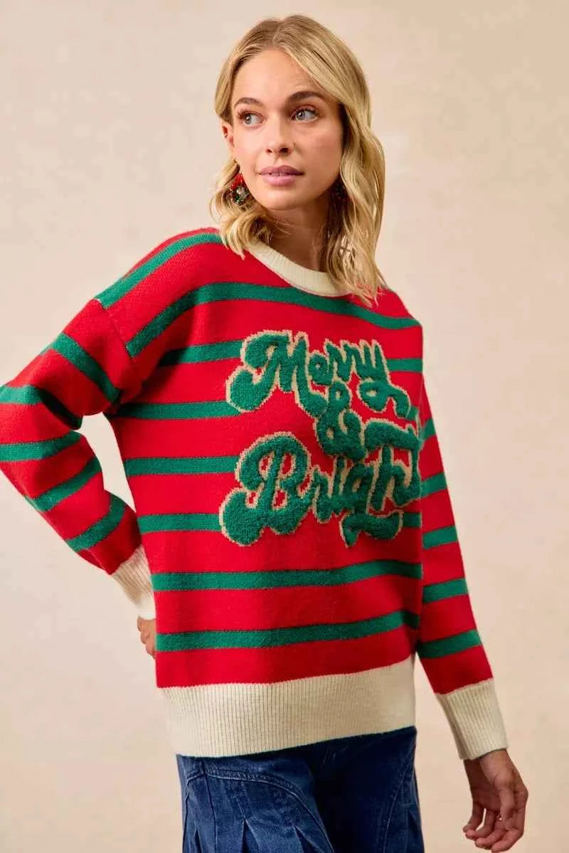 BiBi Christmas Theme Stripe Knit Top 67c37ae30e7e41ec989134d487afa854-Max-Origin