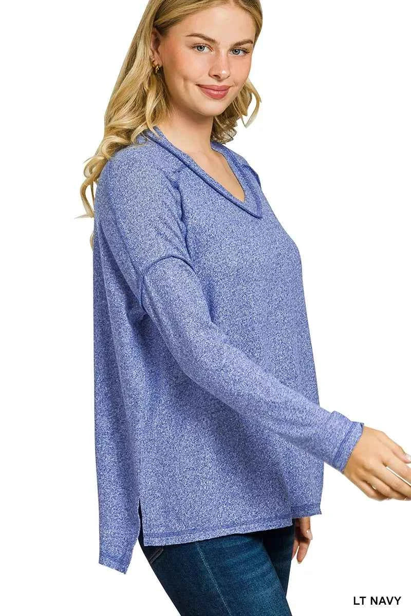 Zenana Soft Melange Hacci Exposed Seam Hi-low Tee 67d5d38fe94446eca5fa9eb57e383b65-Max-Origin