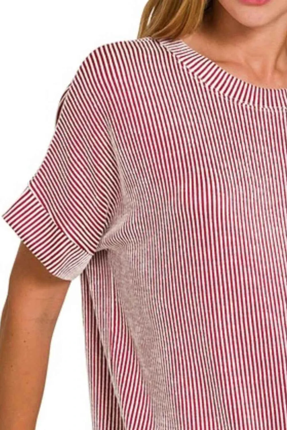 Zenana Corded Rib Short Sleeve T-Shirt 67d9aec5-7d02-438d-8826-da02b510c20b-Max-Origin