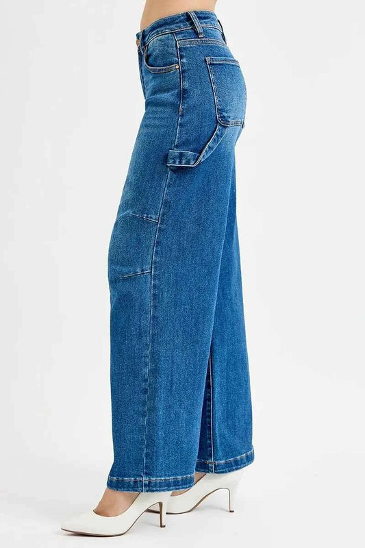 Full Size High Rise Wide Leg Patch Detailed Jeans Plus Size 67da6e2a8a72450d86aa75c26d5f8e54-Max-Origin