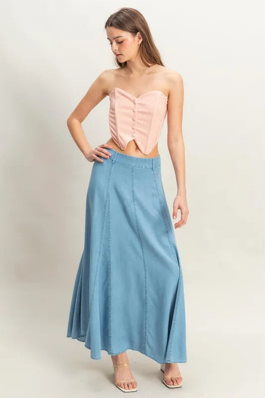 Buttoned Front Strapless Knit Bustier Top 67e52bb71be94ffdbbd9a48c984d4faa-Max-Origin