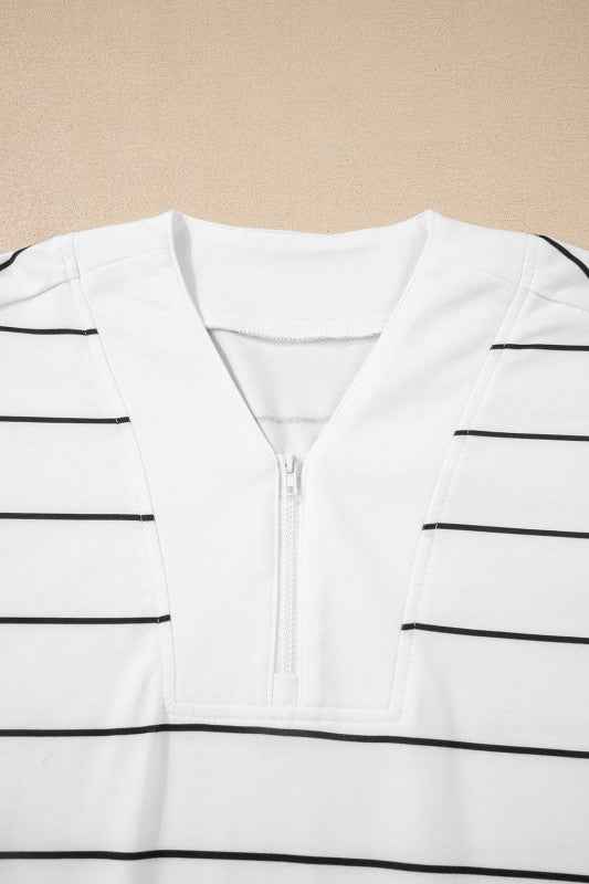 Stripe Zip-Up Drop Shoulder Pullover and Short Set 67e60c59-289c-409f-aee7-84e056dc3c8c
