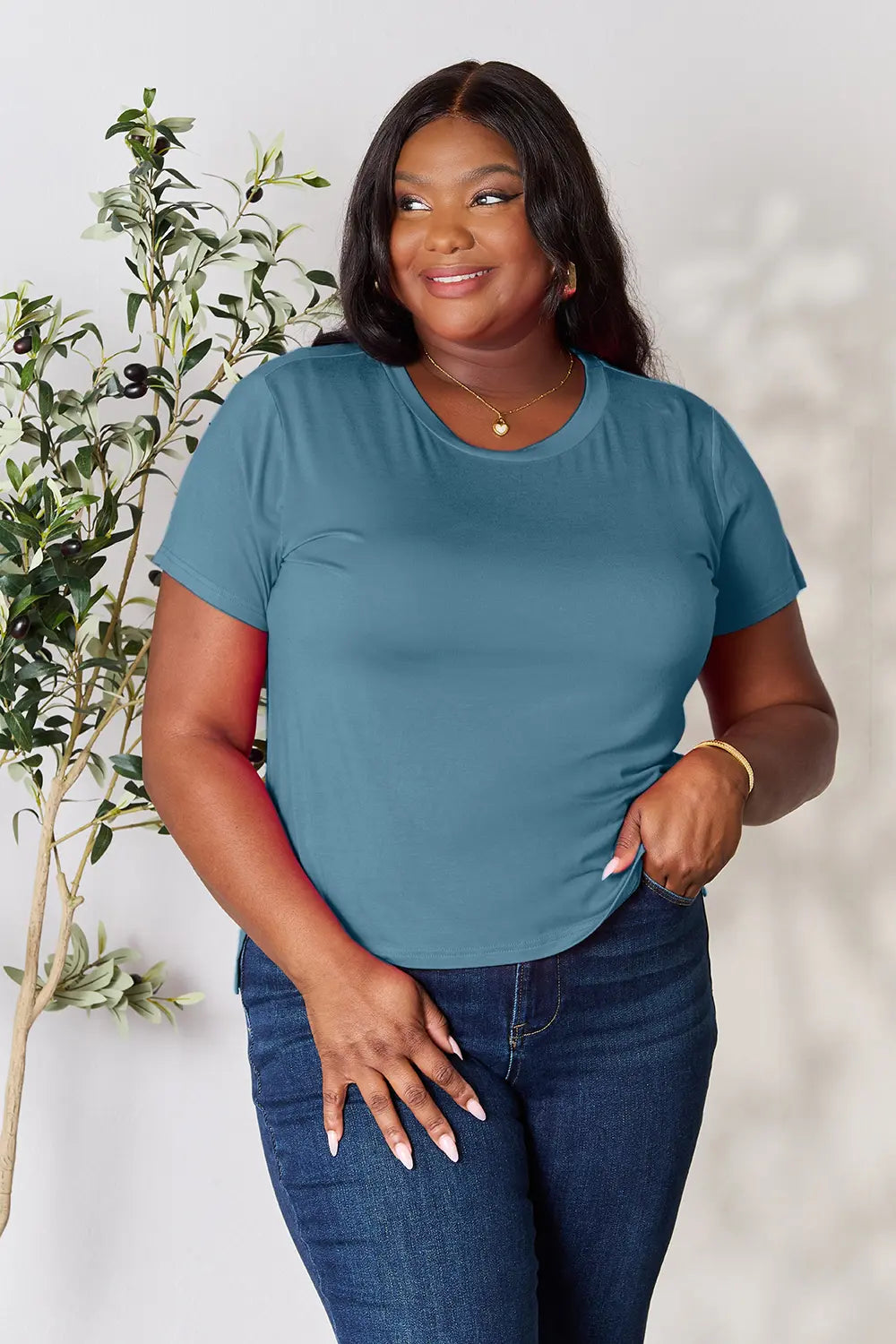 Basic Bae Full Size Round Neck Short Sleeve T-Shirt 67ea7169e21c4a1185b9d54038972578-Max